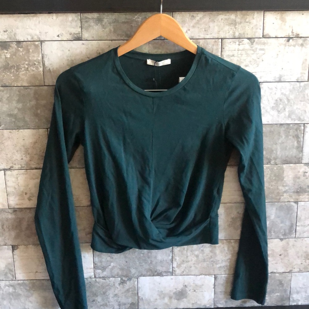 Zara Dark Green Fitted Slightly Cropped Shirt